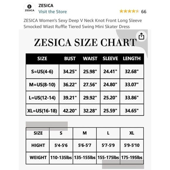 zescia womans sexy long sleeve dress w/tie, smocked waist sz womans sm NWT - Picture 6 of 14